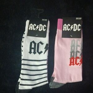 New! 2 Pair AC/DC Unisex Socks